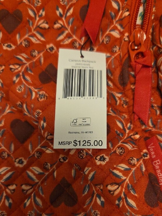 Vera Bradley Quilted Heart & Floral Backpack in Rust Orange main image 8